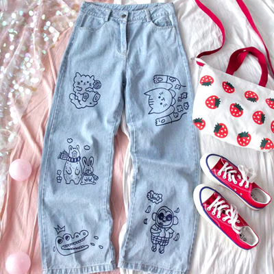 Animals cartoon jeans