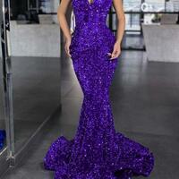 Stunning Mermaid Sweetheart Sequins Purple Prom Dresses, Formal Dress,991 - Thumbnail 2
