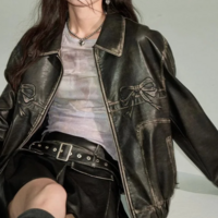 VINTAGE BOW LEATHER JACKET  - Thumbnail 8