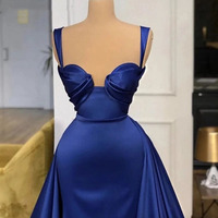 Straps Navy Blue Prom Dresses Simple - Thumbnail 1