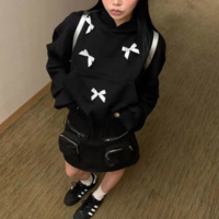 BLACK / WHITE BOW HOODIE - Thumbnail 5