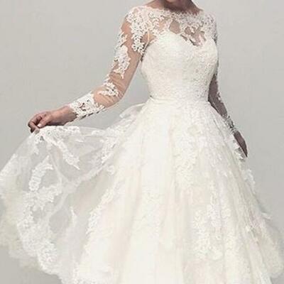 Modest short long sleeve lace wedding dresses