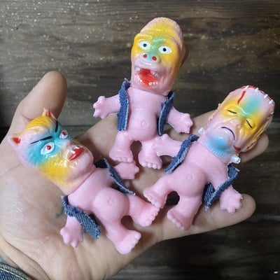 Deplorable creep-niks - hand painted - denim vest w/rhinestone eyes 