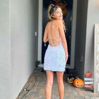 Sexy White Sequin Mini Sequin Party Dress - Thumbnail 1