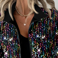 Fashion Cardigan Colored Sequin Long Sleeved Jacket - Thumbnail 1