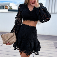 Temperament Lace Fashion Embroidered Dress Set - Thumbnail 2