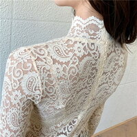 Vintage Hollow Out Floral Lace Elegant See Through Sexy Tops Blouse Unique Rave  Amazing  - Thumbnail 7