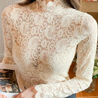 Vintage Hollow Out Floral Lace Elegant See Through Sexy Tops Blouse Unique Rave  Amazing  - Thumbnail 9
