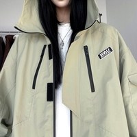 Stunning Cargo Motocycle Punk Loose Outfit Zipper Drawstring Waterproof Hoodie Oversize Jacket Streetwear Y2K 90s For Women and Men Amazing - Thumbnail 9