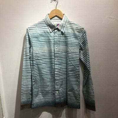 Facetasm green striped button up shirt