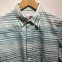 Facetasm green striped button up shirt - Thumbnail 4