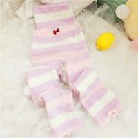 Cute rainbow striped coral velvet pajama pants leggings warm pants - Thumbnail 2