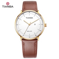 Tianba solar watches TB9001 38mm case leather strap 3ATM causal business wristwatch - Thumbnail 2
