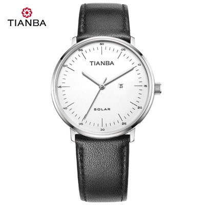 Tianba solar watches TB9001 38mm case leather strap 3ATM causal business wristwatch