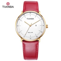 Tianba solar watches TB9001 38mm case leather strap 3ATM causal business wristwatch - Thumbnail 4