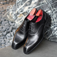 Imitation wood grain brogue Japanese square shoes 2 colors - Thumbnail 3