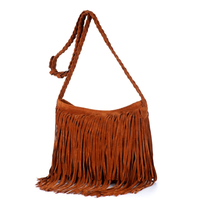 Stunning Retro Ethnic Tassel Messenger Bag Twisted Shoulder Strap Zipper Suede Leather 90s Y2K Streetwear Party Fashion Style Amazing - Thumbnail 5