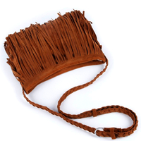 Stunning Retro Ethnic Tassel Messenger Bag Twisted Shoulder Strap Zipper Suede Leather 90s Y2K Streetwear Party Fashion Style Amazing - Thumbnail 2