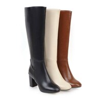  Thick heel women's high boots high heel side zipper  3 colors - Thumbnail 1