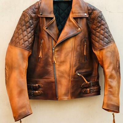 Crafted leather new men's motorcycle genuine lambskin leather bomber slim fit biker jacket  - Thumbnail 4