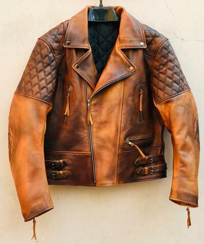 Crafted Leather New Men's Motorcycle Genuine Lambskin Leather Bomber Slim fit Biker jacket 