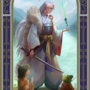 Inuyasha Art Print | Gold Metallic Inuyasha & Kagome Painting | Sesshoumaru Print | Isekai Tarot Collector Print -3