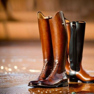 Men's handmade ankle high horse riding boots, men's goodyear welted brown leather boot - Thumbnail 1