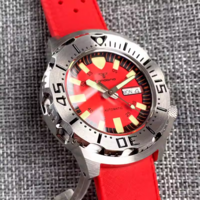 Tandorio Mens diving watches 42mm red dial NH36A movt 20bar green luminous causal business automatic mechanical wristwatch T901 - Thumbnail 4