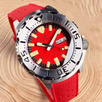 Tandorio Mens diving watches 42mm red dial NH36A movt 20bar green luminous causal business automatic mechanical wristwatch T901 - Thumbnail 2