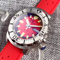 Tandorio Mens diving watches 42mm red dial NH36A movt 20bar green luminous causal business automatic mechanical wristwatch T901 - Thumbnail 3