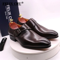   Pointed toe single buckle business casual men's genuine leather formal shoes 2 colors - Thumbnail 4