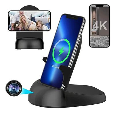 Camera wifi with wireless charger motion activated hd 4k nanny cam(rotate lens)secret camera for home office security(2.4/5ghz)