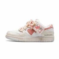 Retro Pink Heart White Sneakers - Thumbnail 5
