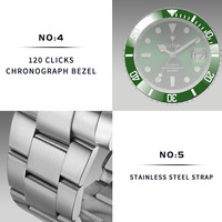Cadisen submariner green dial Mens watches Japanese NH35A automatic mechanical BGW9 luminous 20BAR business wristwatch C8216 - Thumbnail 9