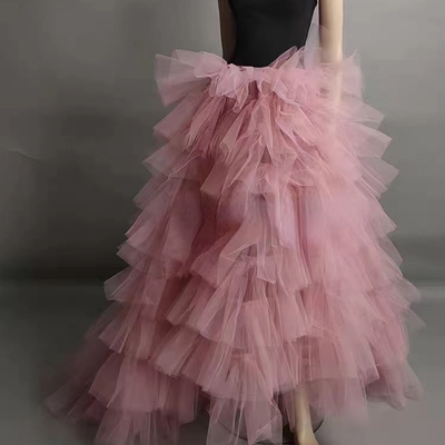 Pink fluffy layered tulle skirt custom plus size wedding tulle maxi skirt puffy pink tutu  - Thumbnail 1