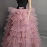 PINK Fluffy Layered Tulle Skirt Custom Plus Size Wedding Tulle Maxi Skirt Puffy Pink Tutu  - Thumbnail 2