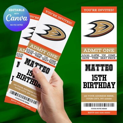 Carolina hurricanes birthday invitation, hockey birthday invitation canva editable