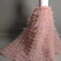 PINK Fluffy Layered Tulle Skirt Women Custom Plus Size Party Prom Skirt Pink Wedding Tulle Maxi Skirt Puffy Pink Tutu  - Thumbnail 1