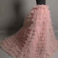 PINK Fluffy Layered Tulle Skirt Women Custom Plus Size Party Prom Skirt Pink Wedding Tulle Maxi Skirt Puffy Pink Tutu  - Thumbnail 4