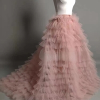 PINK Fluffy Layered Tulle Skirt Women Custom Plus Size Party Prom Skirt Pink Wedding Tulle Maxi Skirt Puffy Pink Tutu  - Thumbnail 5