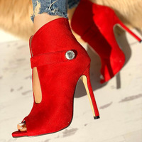   Sexy women's high stiletto heel fish mouth buckle metal decorative sandals 2 colors - Thumbnail 2