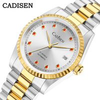 Mens golden watch 36mm case Miyota automatic mechanical 5BAR calendar business wristwatch C8223 - Thumbnail 2