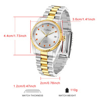 Mens golden watch 36mm case Miyota automatic mechanical 5BAR calendar business wristwatch C8223 - Thumbnail 3