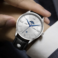 Mens business watch 41.5mm case moon-shaped week display automatic mechanical causal wristwatch C8188 - Thumbnail 4