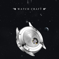 Mens business watch 41.5mm case moon-shaped week display automatic mechanical causal wristwatch C8188 - Thumbnail 6