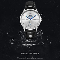 Mens business watch 41.5mm case moon-shaped week display automatic mechanical causal wristwatch C8188 - Thumbnail 9