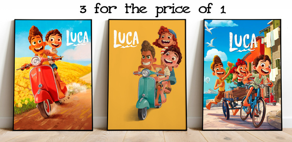 Luca and Alberto - Luca film - 3x1 digital poster set ready to print
