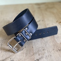 1.75” wide Functional Black Leather Belt - Thumbnail 1