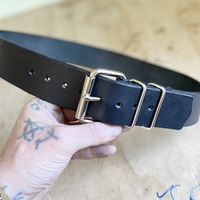 1.75” wide Functional Black Leather Belt - Thumbnail 7
