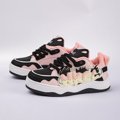 Harajuku black pink fire sneakers